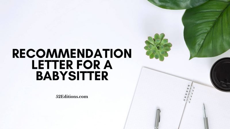 Recommendation Letter For A Babysitter Sample Get Free Letter