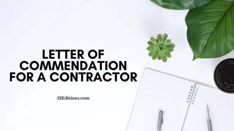 Letter of Commendation For a Contractor