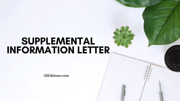 Supplemental Information Letter